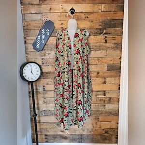 LULAROE Women's Joy Strawberry Long Cardigan Duster Cover-up Size XL